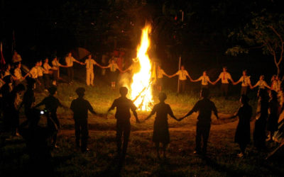 A virtual campfire (vatra) unites Plast Scouts around the United States