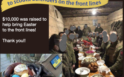 Easter baskets were delivered to the frontline scouts defending Ukraine